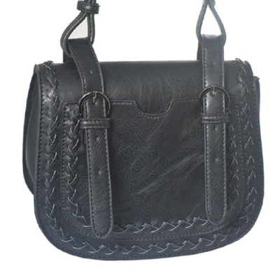 Faux Leather Messenger Bag BGW-46135 39276 Black